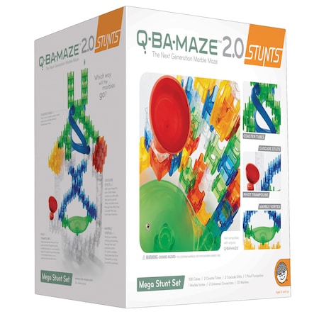Mindware Q-BA-MAZE™ 2.0 Mega Stunt, Marble Maze Building Set, 144 Pieces 56181